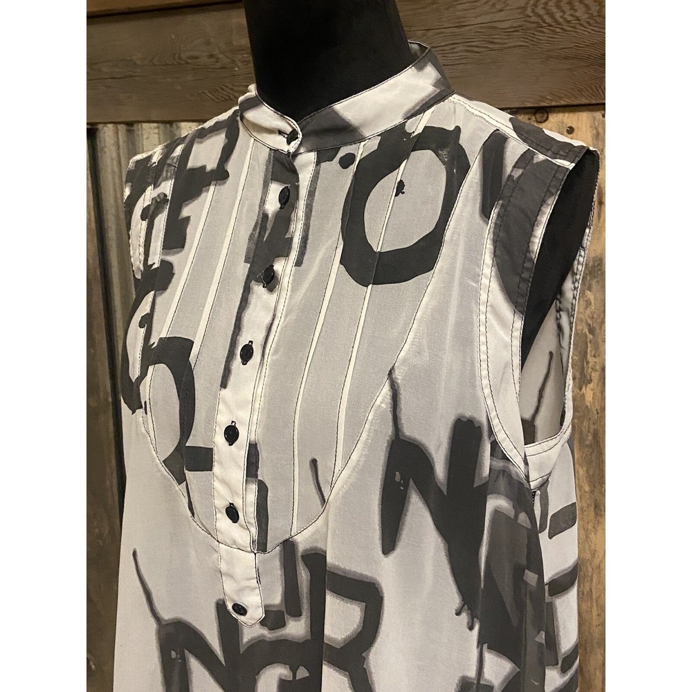 Peoples Liberation Women's Large Blouse Top Sheer Letters Spell out Artsy - Picture 3 of 15